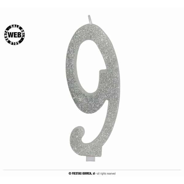 Silver Frosted Candle 12.5cm - No. 9