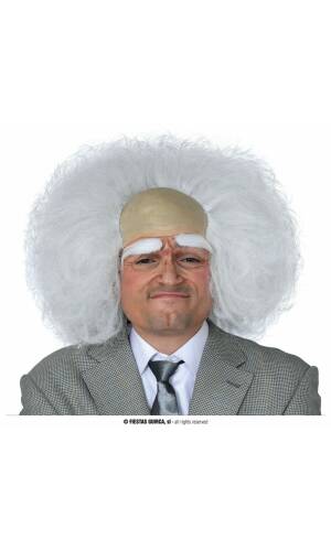 White Bald Scientist Wig - Adult One Size