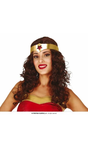 Brown Wonder Woman Wig with Hairband - Adult One Size