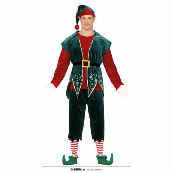 Classic Red / Green Male Elf - Adult Size Large (52-54)