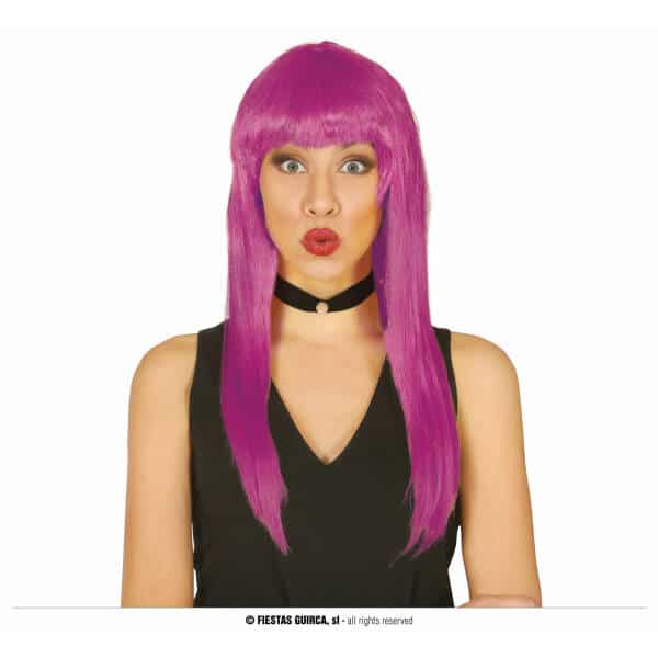 Bright Pink Long Wig - Adult One Size