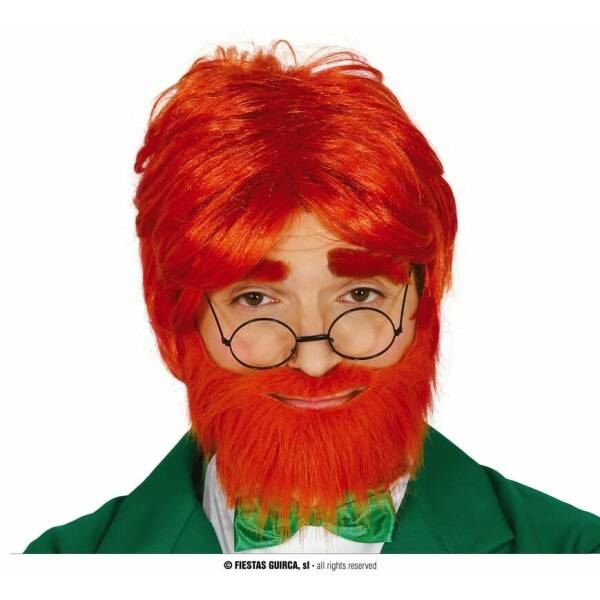 Orange St Patrick's Wig With Beard - Adult One Size