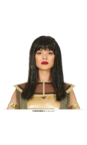 Black With Gold Egyptian Wig - Adult One Size