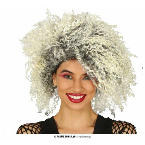 White & Grey Curly Wick Wig - Adult One Size