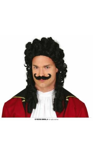 Black Pirate / Captain Wig with Moustache - Adult One Size