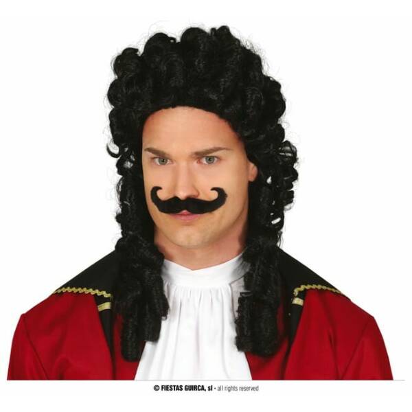 Black Pirate / Captain Wig with Moustache - Adult One Size
