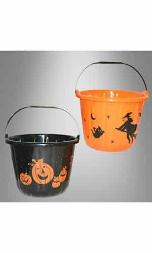 Halloween Trick or Treat Bucket (Assorted Black / Orange) - 22cm x 17cm