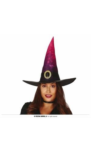 Classy Witch Hat (Black Purple Pink) - Adult One Size