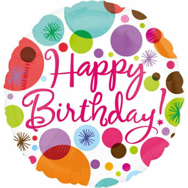 Happy Birthday Polka Dots Foil Balloon - 17"/43cm