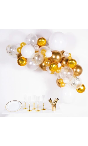 Gold & White Balloon Arch Garland DIY Kit