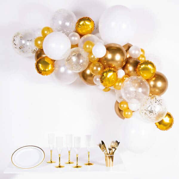 Gold & White Balloon Arch Garland DIY Kit