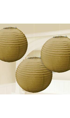 Gold Lantern Paper Decorations 20.4cm – 3pk