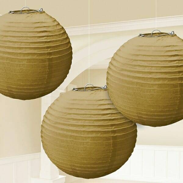Gold Lantern Paper Decorations 20.4cm – 3pk