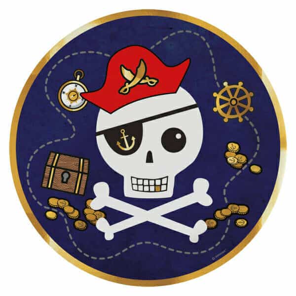 Pirates Map Round Paper Plates 23cm - 8pk