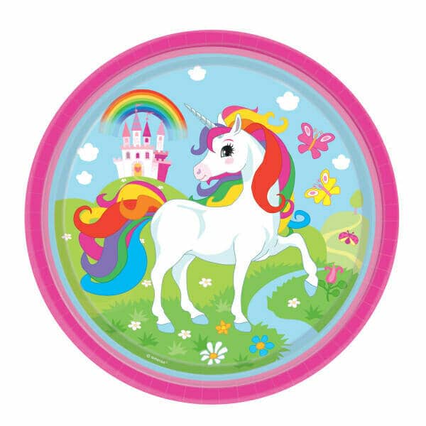 Unicorn Round Paper Plates 23cm - 8pk