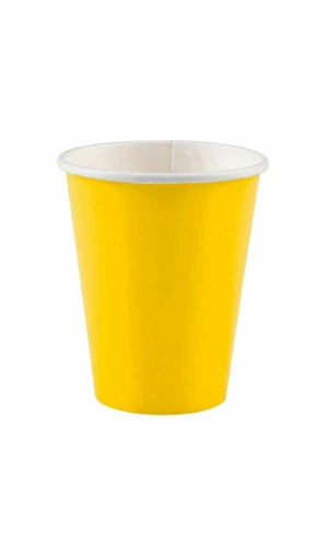 Sunshine Yellow Paper Cups 250ml - 8pk