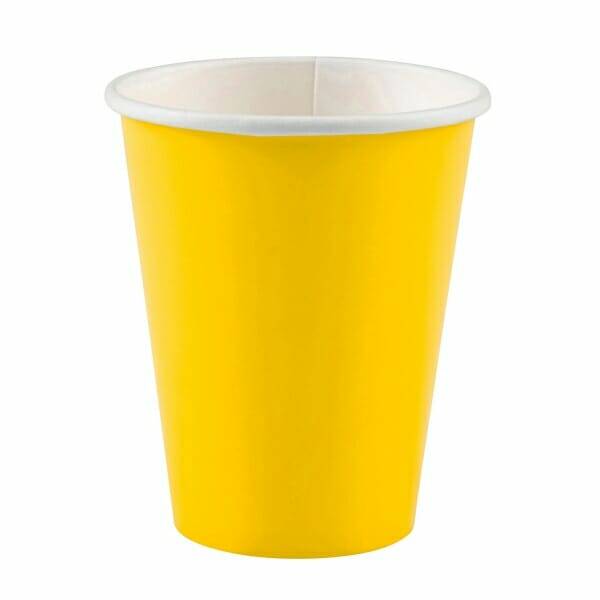 Sunshine Yellow Paper Cups 250ml - 8pk