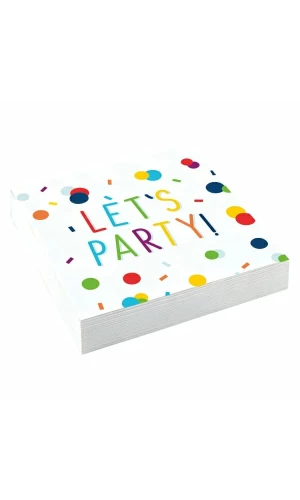 Napkins Confetti Birthday 25 x 25cm - 20pk