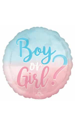 Gender Reveal Boy or Girl Foil Balloon - 17"/43cm