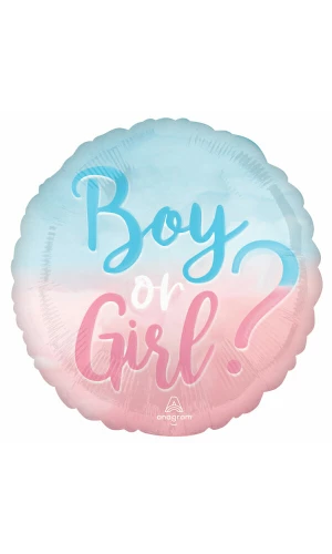 Gender Reveal Boy or Girl Foil Balloon - 17"/43cm