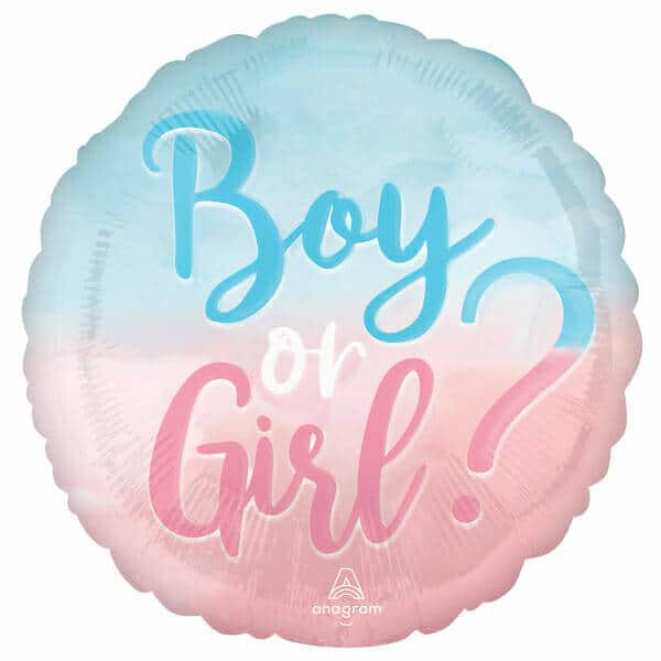 Gender Reveal Boy or Girl Foil Balloon - 17"/43cm