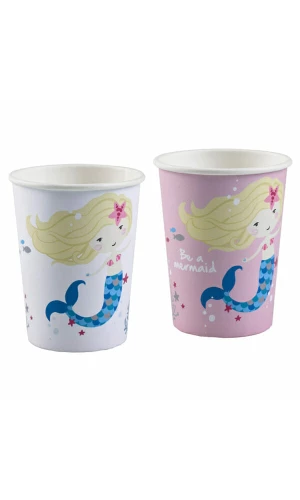 Be A Mermaid Paper Cups 250ml - 8pk