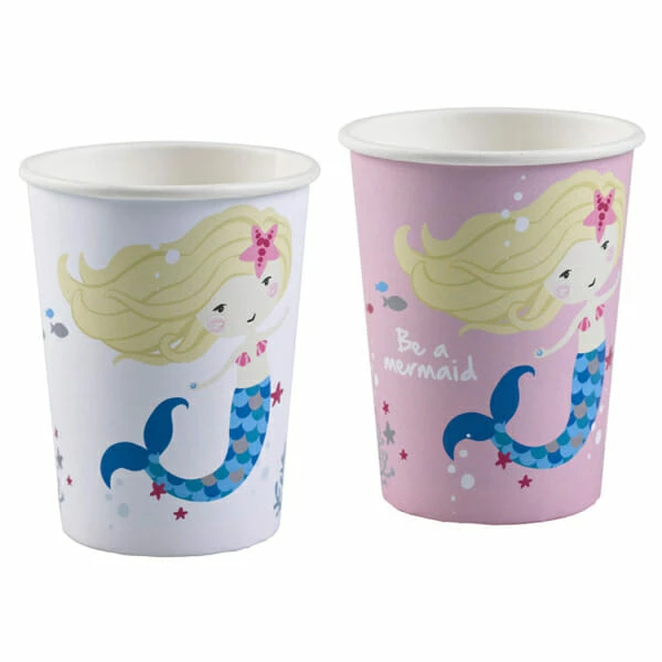 Be A Mermaid Paper Cups 250ml - 8pk