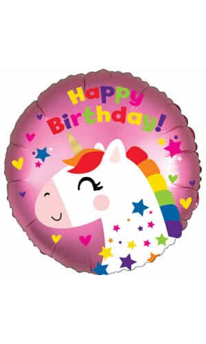 Satin Unicorn Birthday Foil Balloon - 18"/46cm