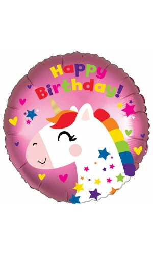 Satin Unicorn Birthday Foil Balloon - 18"/46cm