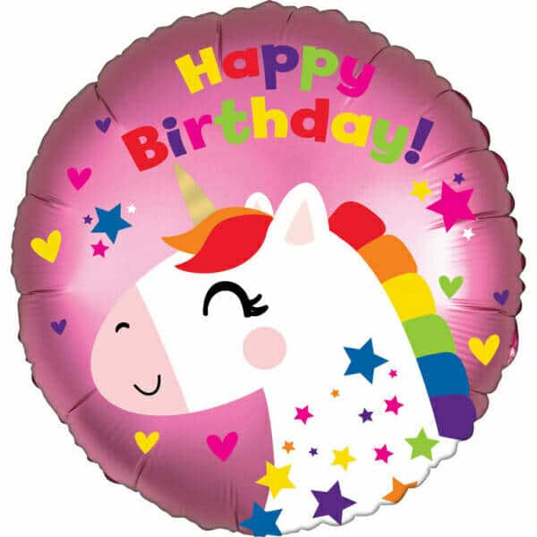 Satin Unicorn Birthday Foil Balloon - 18"/46cm