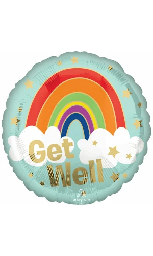 Get Well Golden Rainbow Foil Balloon - 17"/43cm
