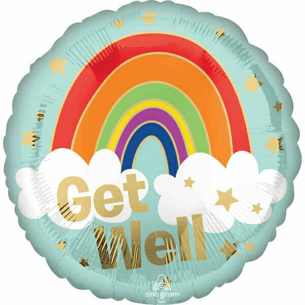 Get Well Golden Rainbow Foil Balloon - 17"/43cm