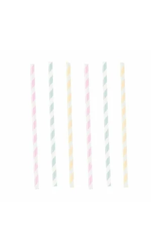 Drinking Straws Happy Birthday Pastel Paper 19.7 cm - 12pk