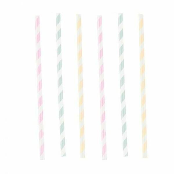 Drinking Straws Happy Birthday Pastel Paper 19.7 cm - 12pk
