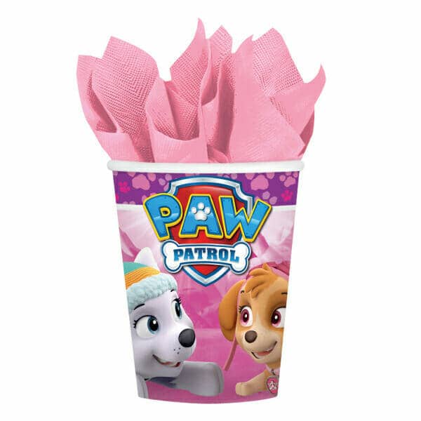 Pink Paw Patrol Paper Cups 250ml - 8pk