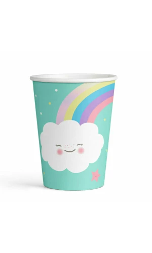 Rainbow & Cloud Paper Cups 250ml - 8pk