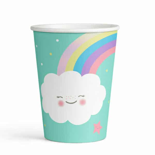 Rainbow & Cloud Paper Cups 250ml - 8pk
