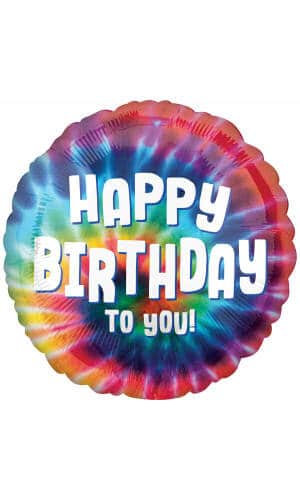 Tie Dye Happy Birthday To You Foil Balloon - 18"/46cm