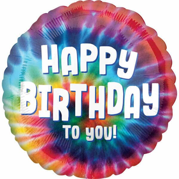 Tie Dye Happy Birthday To You Foil Balloon - 18"/46cm