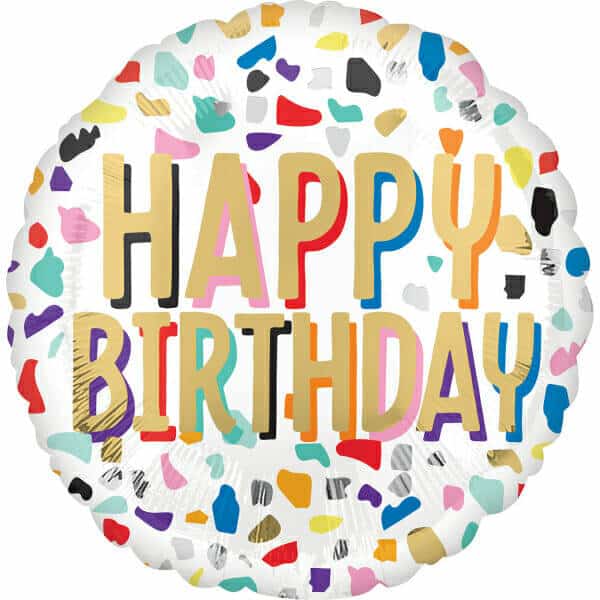 Happy Confetti Birthday Foil Balloon - 18"/46cm
