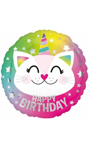Happy Birthday Caticorn Foil Balloon - 18"/46cm