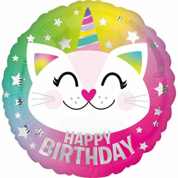 Happy Birthday Caticorn Foil Balloon - 18"/46cm