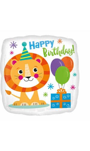 Happy Birthday Lion Foil Balloon - 18"/46cm