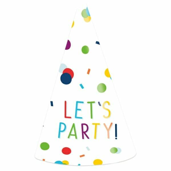 Party Cone Hats Confetti Birthday Paper Height 16cm - 8pk