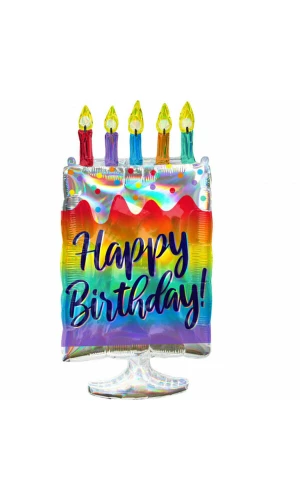 Supershape Iridescent Cake Foil Balloon - 38cm x 76cm