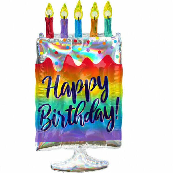 Supershape Iridescent Cake Foil Balloon - 38cm x 76cm