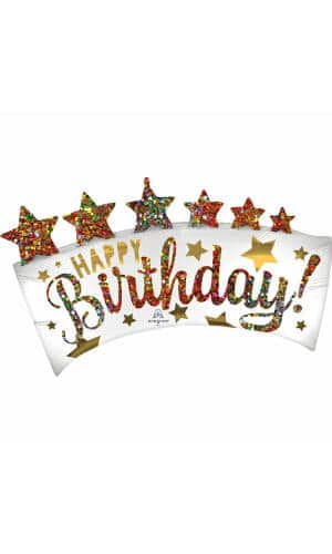SuperShape Happy Birthday Glitter Banner Foil Balloon - 86cm x 48cm
