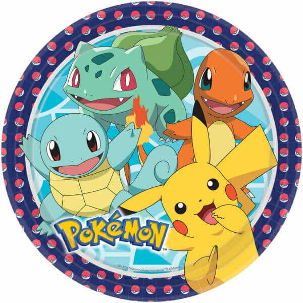 Pokemon Round Paper Plates 23cm - 8pk