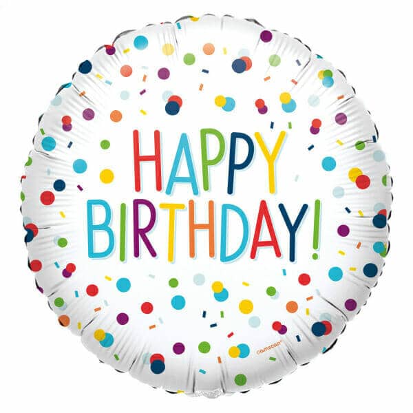 Confetti Birthday Foil Balloon - 18"/46cm