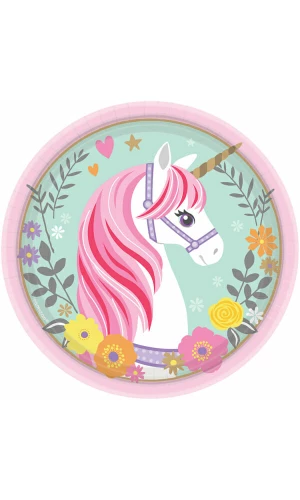 Magical Unicorn Round Paper Plates 18cm - 8pk